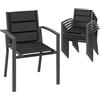 Devoko Set Di 6 Sedie Da Giardino, Sedie Da Esterno In Alluminio Per Esterni, Sedie Impilabili Poltrone Da Giardino, Per Giardino, Piscina, Terrazza, Sala Da Pranzo, Grigio Scuro