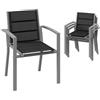 Devoko Set di 4 sedie da giardino impilabili in alluminio, carico massimo 160 kg, per giardino, piscina, terrazza, sala da pranzo, mobili da giardino, grigio chiaro
