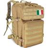 HEMSO Zaino Militare 45 Litri, Impermeabile Grande Zaino Tattico, Molle Zaini di Assalto per Uomo Donna Università Sopravvivenza Viaggio Trekking Campeggio Caccia Moto Palestra Fotografico(Cachi)