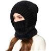SEAUR Passamontagna Donna Invernale in Pile 3 in 1 con Pompon e Scaldacollo | Caldo e antivento 3 in 1, con protezione viso e collo, per inverno, sci, trekking e neve, taglia 55-60cm, 100% acrilico