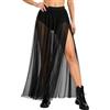 Sunshine smile Gonna da donna 2 in 1 in rete trasparente, gonna da donna in tulle con paillettes nere con pantaloncini, maxi gonna 2 in 1, maxi gonna glitterata 2 in 1, per feste, festival musicali, carnevale