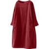 Onsoyours Abito Donna Manica Lunga Oversized Velluto a Coste Vestito Elegante Tunica Taglie Forti Midi Abiti Velluto con Tasca