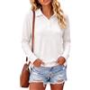 Wayleb Maglia Donna Polo a Costine Manica Lunga Casual Felpa Top Leggero | Bottoni frontali, spalle scese, orlo con spacchi laterali, tempo libero