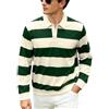 Generisch Maglia da rugby da uomo classica a maniche lunghe, vintage, a righe, a maniche lunghe, oversize, a maniche lunghe, vestibilità normale, felpa con blocco colorato