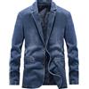 Generic Blazer da uomo in jeans a due bottoni con revers a tacca, giacca casual ed | Giacca in denim, blazer classico slim fit con bottoni frontali, outfit eleganti per il business casual.