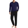 Ekouaer Set Pigiama Lungo da Uomo a Maniche Lunghe S-3XL | Completo pigiama morbido e leggero, dotato di pratiche tasche e vita elasticizzata