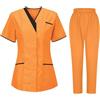 Generico Divisa Infermiere Donna Divisa Sanitaria Set con Casacca e Pantalone Medico | Scrub Medico Donna, Completo Due Pezzi, Tasche Capienti, Linea Professionale, Adatto a Cliniche, Ospedali e Studi Medici