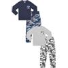 ThePyjamaFactory Pigiama lungo da bambino, motivo mimetico, grigio, blu, confezione da 2