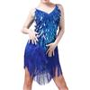POIUIYQA Vestito Donna Frange Spallini Abito Elegante Corto Paillettes Charleston Costume Da Ballo Danza Moderna per Feste Serali Cocktail Carnevale Eventi Speciali