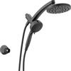 Delta 6-Setting PivotPro 3 in 1 soffione doccia combinato con spray ProClean, nero opaco, soffione doccia rotondo con spray manuale, 1,75 GPM, nero opaco 75649BL