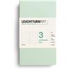 LEUCHTTURM1917 Jottbook pur A6 puntinato, Confezione da 3 | 64 pagine numerate, Mintgrün, fogli perforati, geprägter copertina, tasca nella copertina, senza acidi