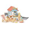 Tender Leaf Toys Sandy's Beach Hut - Giocattolo di legno della famiglia di gabbiani con pesci e patatine fritte e accessori - Gioco di gioco fantasioso - Sviluppare narrazione creativa - Abilità