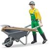 Bruder 62610 - bworld Set di Personaggi Agricoltore con Accessori | Personaggio giocattolo con scopa, forca da letame, carriola, per fattoria, agricoltura, giocattoli per bambini