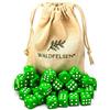 Waldfelsen 6, 12, 20, 30 o 50 dadi di alta qualità, dimensioni standard, 16 mm, dadi in acrilico, dadi da gioco a sei facce, accessori da gioco, set con sacchetto in tessuto (verde erba, 30 pezzi)