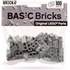 BRICK Flip Lego Mattoni da Muratura Grigi 1 x 2 (100 Pezzi) - Singoli Mattoncini per Parete, Castello | Basic Bricks (98283)