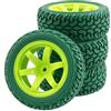 KEEDA 4 pneumatici in gomma da 75 mm e ruote in plastica, pneumatici RC e 6 raggi Rader cerchioni per 1/10 RC su strada auto 1/16 RC Rally Auto HSP 94123 HPI Kyosho Tamiya (verde)