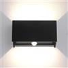 wisdom line 25W LED Applique da Parete Esterno/Interno con Sensore di Movimento e Crepuscolare 4000K Luci Naturale IP65 Impermeabile Moderno Alluminio Lampada da Esterno Angolo di Luce Regolabile Nero