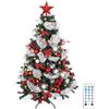 HOMCOM Albero di Natale 180cm, 200 Luci LED Bianco Caldo con Telecomando | Folto Realistico, 8 Modalità, 800 Rami in PVC Ignifughi, Palline, Nastri, Fiocchi, Base Pieghevole Metallo, Facile Montaggio
