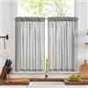 TOPICK Tenda Cucina Tende Corte Piccole 2 Pannelli 90Ax90L cm Grigio chiaro | stile country tenda da bistrot, balcone, porta finestra, roulotte, corte, semi-trasparenti, rustiche, soggiorno, doccia