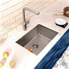 Ceramia Timeless Lavello da Cucina Sottotop 1 Vasca 55x45 cm Inox 304 | Finitura Canna di Fucile Spazzolato PVD | Facile Installazione