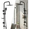 Ezwaasu Set completo per doccia con asta doccia regolabile in altezza, in acciaio inox, 92 cm e 20 cm, doccia a pioggia in acciaio inox, installazione divisa, set doccia nero