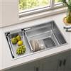 SONNI Lavello, 70 x 44 cm, in acciaio inox 304, lato stretto, argento | Lavello da cucina con vaschetta raccogligocce, filtro rettangolare, set di scarico, 1 vasca, lavello da incasso per cucina