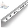 Dalsys Cuneo pendenza 200cm x 10mm sinistra Argento acciaio inox | Profilo per doccia a filo pavimento calpestabile, transizione verso piastrelle o gres porcellanato, inossidabile