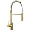CECIPA Rubinetto Cucina Oro con Molla, Miscelatore Cucina Estraibile Dorato | Rubinetto Lavello Cucina con Doccetta e 2 Tipi di Getto, Girevole 360°, in Acciaio Inox, Oro Spazzolato