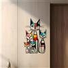 HecticCore Decorazione da parete in metallo gatto, murale in ferro con design colorato, scultura murale con motivi felini per amanti dei gatti, ornamento sospeso vintage per soggiorno e camera da letto casa