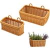Shengxi 2 Pezzi Cesto Portaoggetti Intrecciato in Rattan | Cesti Portaoggetti da Appendere Cestino Decorativo Vintage per Bagno Cucina da Appendere Alla Parete