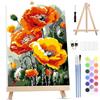 MOTGOM Dipingere con i Numeri Adulti con Telaio, Fiori di Papavero Paint by Numbers per Principianti e Adulti, Dipingere con i Numeri Adulti, Decora la Casa Regalo 20x30cm