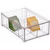 mDesign Organizer cucina con cassetto interno estraibile - Contenitore plastica per dispensa - Portaoggetti cucina utile per conservare pasta, snacks e altri alimenti - trasparente