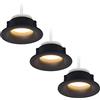 HCFEI Set di 3 faretti da incasso a LED, rotondi, colore nero, 5 Watt, dimmerabili, 230 V, piatto, faretto da incasso Ø 68-76 mm, foro da incasso (bianco neutro 4000 K)