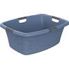 Rotho Flowers Cestino per il bucato 50l, Plastica (PP) senza BPA, blu, 50l (65.1 x 48.6 x 26.2 cm)