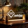SHENGBEIDZ Targhetta For Nome Da Scrivania Con Logo Aziendale Personalizzato Con Base In Legno, Accessori For Ufficio Con Luce Notturna A LED Di Marca Aziendale Personalizzata, Cartello In Legno Acrilico(A4)
