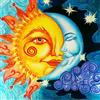 OWN4B Kit per punto croce su tela prestampata, motivo stampato con sole e luna, 11 ct, 36 x 36 cm, kit da ricamo fai da te (sole)