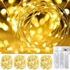 OEMG Luci LED a Batteria Catena Luminose - 2 Modalità 4 Pezzi 5 Metri 50 Led Stringa Luci Rame Filo Ghirlanda Lucine per Natale Matrimonio Decorative Festa Interno Natalizie Letto Camera, Bianco Caldo