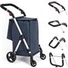 LEUYA ABC Carrello della Spesa, 8L e Tasca Posteriore, con 4 Ruote, e una grande Capacità di 25 kg Carrello Portaspesa, 46L Trolley Spesa on Wheels (Blu)
