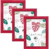 aFFa frames, Batino, Confezione da 3 Portafoto di legno, Luce, Rettangolo, Con vetro acrilico frontale, HDF Backing, Rosso, A3, 29,7x42 cm