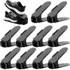 Froadp Scarpiere Regolabili 10 pezzi Plastica Portascarpe Portatile Regolabili in Altezza 3 Livelli Organizer Scarpe Supporto per Ingresso Guardaroba Spogliatoio(Nero)
