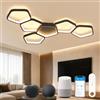 OTREN Plafoniera LED Soffitto Funziona con Alexa HomeKit Google Home, Nero | Lampadario Moderno 88 cm 58W con Controllo Vocale, App e Telecomando per Camera da Letto, Soggiorno e Cucina