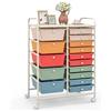 COSTWAY Carrello con 15 Cassetti Impilabili, Carrello di Stoccaggio con Ruote, Carello Portaoggetti per Casa e Ufficio, 63 x 37 x 87 cm (Colorato)