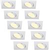HCFEI Faretto da incasso a LED ultra piatto, 425 lumen, 230 V, 5 W, dimmerabile, alloggiamento angolare, orientabile, bianco opaco (10 pezzi, bianco caldo)