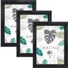 aFFa frames, Batino, Confezione da 3 Portafoto di legno, Luce, Rettangolo, Con vetro acrilico frontale, HDF Backing, Nero, A3, 29,7x42 cm