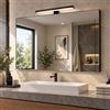 VE.CA.s.r.l. Specchio da Bagno con Bordo Nero, Made in Italy - Specchio da Parete Rettangolare con Plafoniera LED 30 cm, Orizzontale o Verticale - 100x70 cm, Design Moderno
