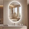 LIFEZEAL Specchio LED Bagno, specchio da parete con 3 colori di luce dimmerabili, funzione memoria e anti-appannamento, specchio cosmetico per bagno, corridoio (80L x 50l cm, Ovale2)