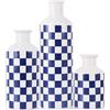 XMGZQ Set di 3 vasi decorativi in ceramica a scacchi, in porcellana bianca e nera, con diverse altezze, decorazione moderna e minimalista per la casa per soggiorno, scaffale, tavolo, stile fattoria (blu)