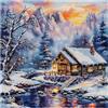 cukol cukol Kit Punto Croce da Ricamare Prestampato Completo, 11CT 40x40 CM | Quadro Inverno Neve Paesaggio, Schemi Facili Principianti, Set Ricamo ha Aspetto Raffinato per Decorazioni Parete