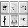 BLCKART Banksy - Set di poster artistici da parete, immagini moderne, per camera da letto, soggiorno, decorazione per la casa, ufficio, quadri artistici (6 x A4, senza cornice)