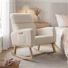 BRILVERDE Sedia a Dondolo, Poltrona Dondolo con Tasche Laterali Gambe in Legno massello, Allattamento al Seno, Sedia per Il Tempo Libero, Adatta per Soggiorno e Camera da Letto (Beige)